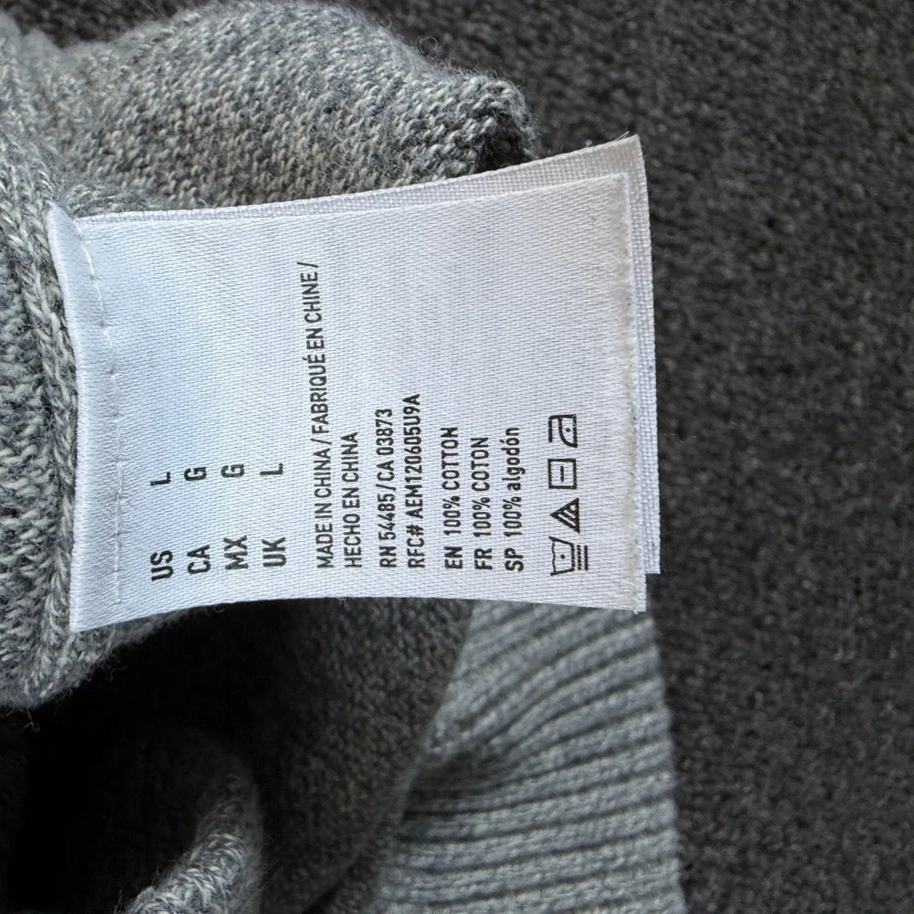 American Eagle Sweater Mens Large Crew Neck Grey Navy Blue Striped EUC